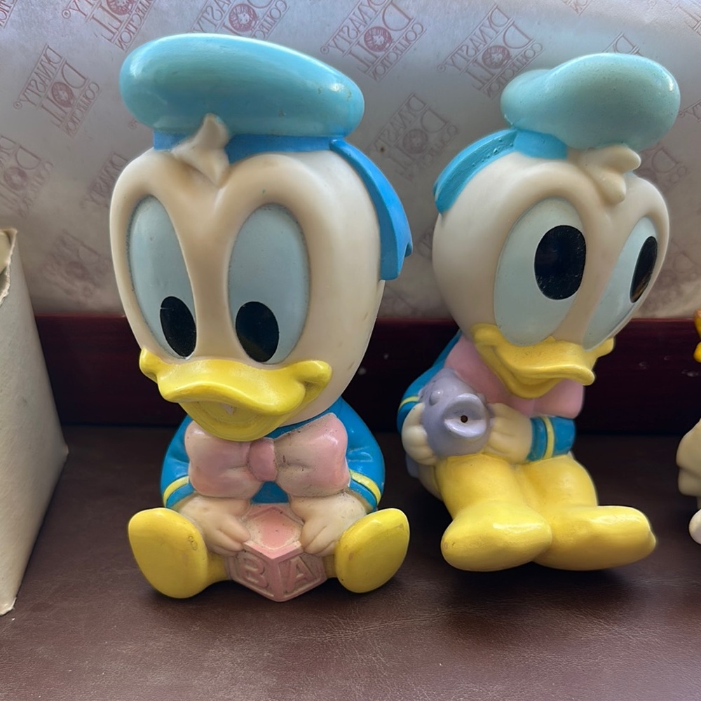 Vintage Duck Figurines in Blue and Yellow